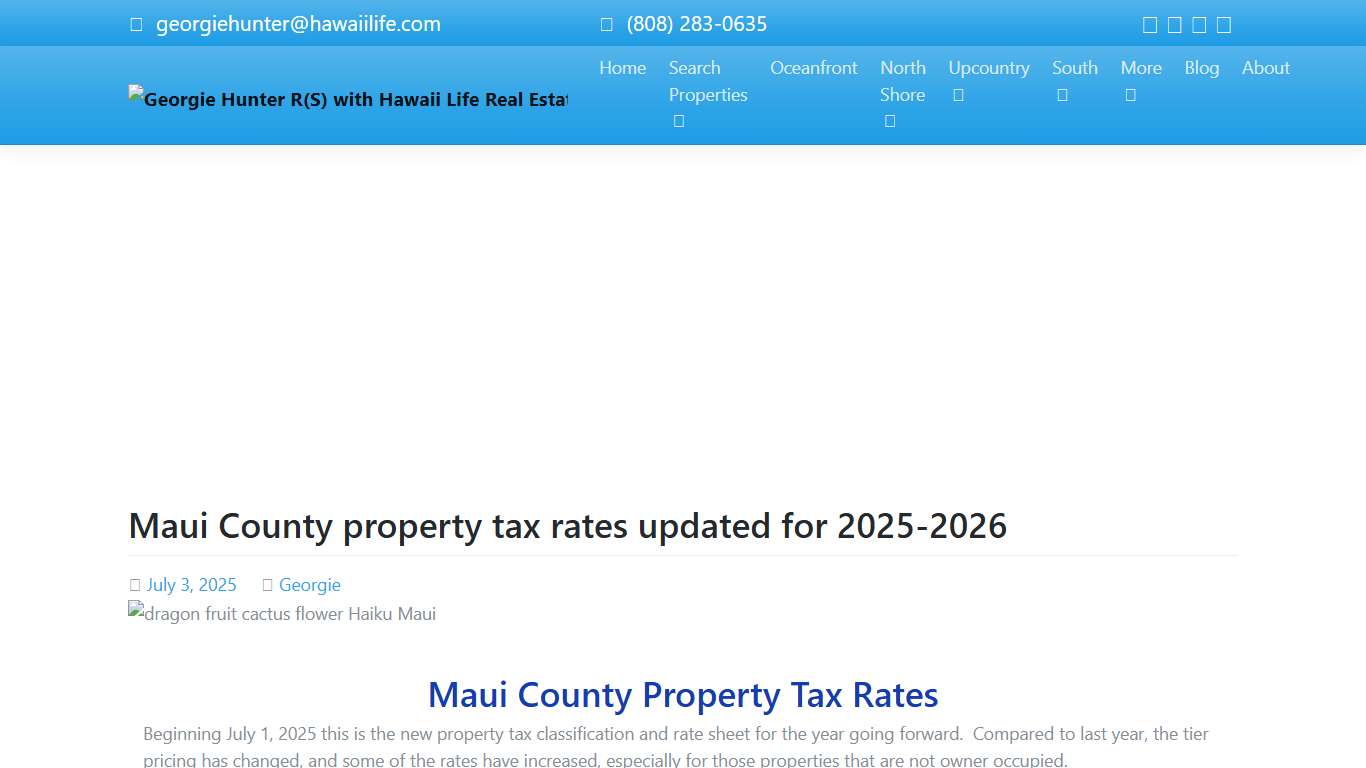 Maui County property tax rates 2025-2026 Georgie Hunter