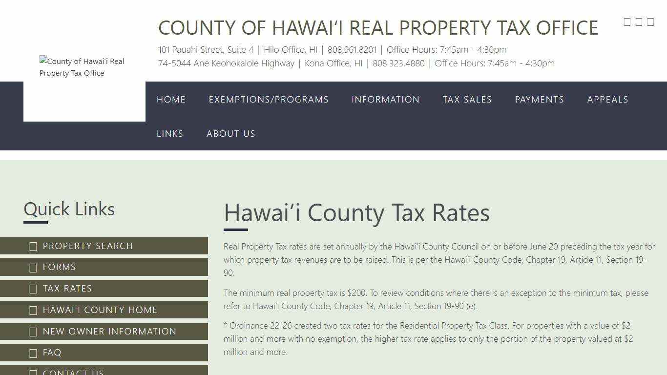 Hawai’i County Tax Rates – County of Hawaiʻi Real Property Tax Office